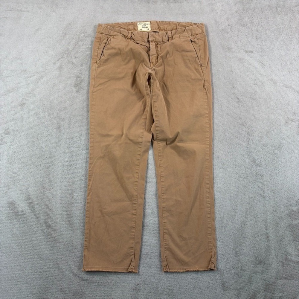 Nili Lotan Montauk Frayed Cropped Hem Pants in Brown Women 6 Made USA Designer